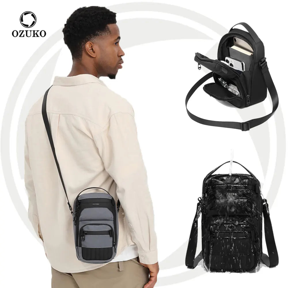 OZUKO 9815 New Fashion Anti-Theft Chest Bag Waterproof Polyester Shoulder Sling for Men and Women Outdoor Crossbody Bag