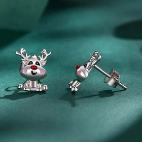 CAOSHI Customize Latest Inspired New Yeah Earring Enamel 2025 Girls Wholesale Silver Plating Cute Elk Christmas Stud Earrings