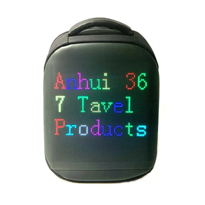 2022 Hot Waterproof LED Backpack with Smart Outdoor Display Fashionable Polyester Lining Zipper Closure