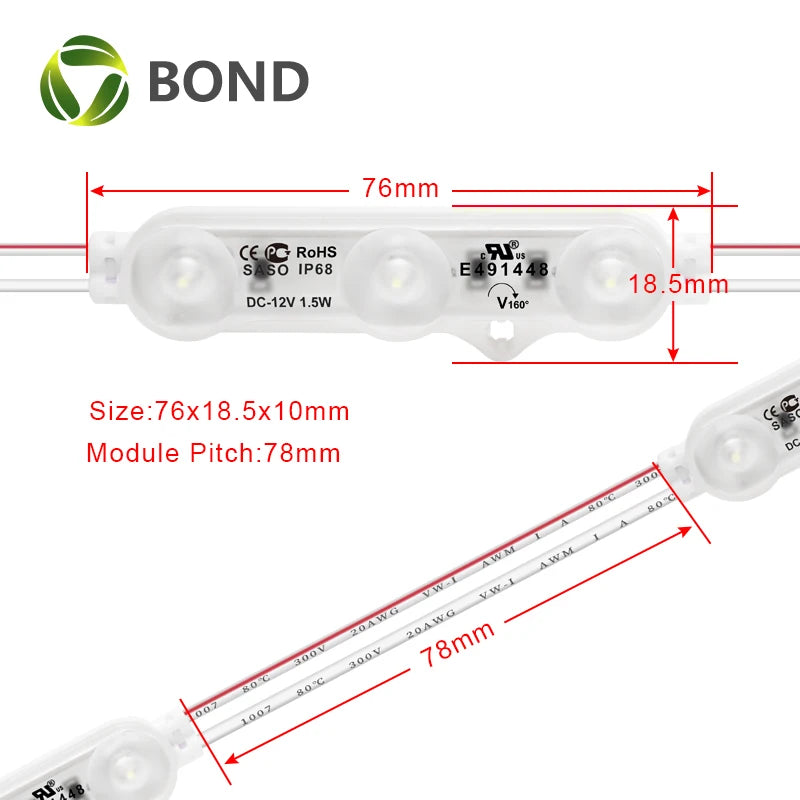 12V 1.5W Samsung Led Module Single Color Waterproof SMD5730 Injection Led Module With Korea Design