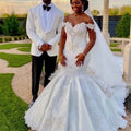 One Line Shoulder 2023 New Wedding Bride Wedding Heavy Industry Luxury Vintage Lace Train Wedding Dress