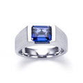 Messi Gems MSR-1544 PT950 halo Ring Emerald Cut Lab Grown Gemstone Ring