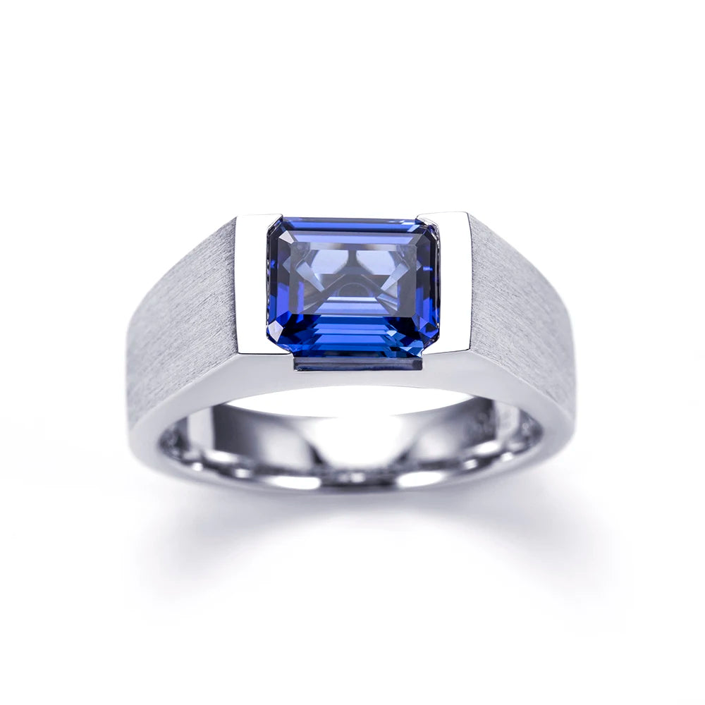 Messi Gems MSR-1544 PT950 halo Ring Emerald Cut Lab Grown Gemstone Ring