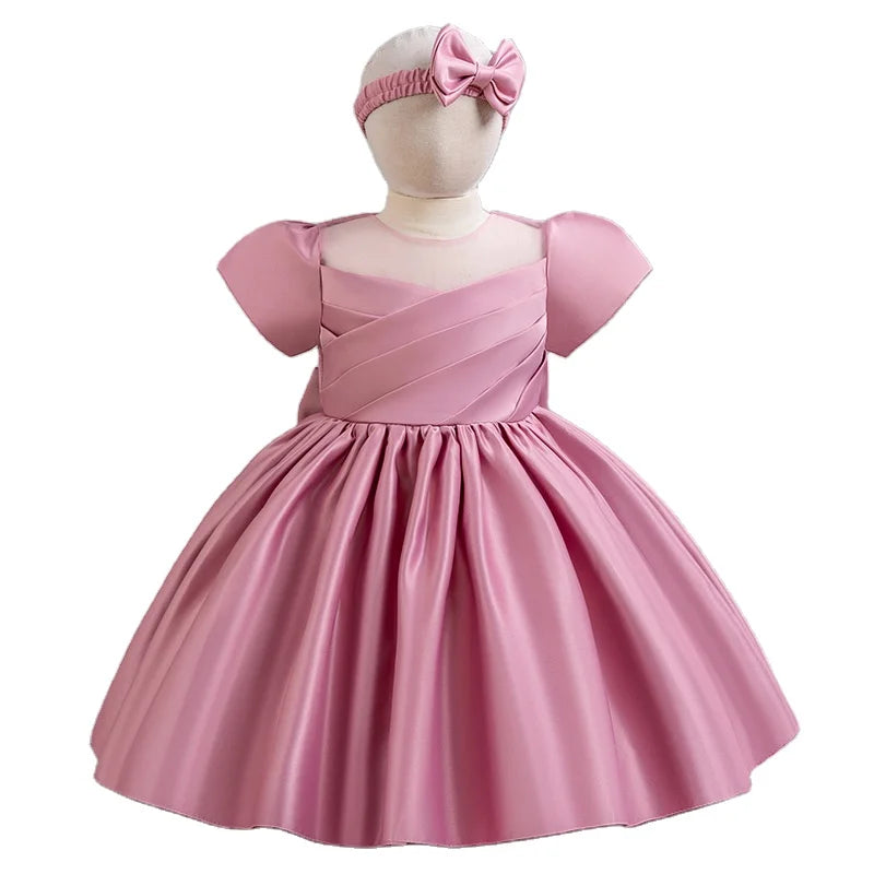 Elegant Princess Tutu Dress for 3 Year Old Girls Floral Embroidery Wedding Party Dress with Bow 2024 New Wholesale Customizable