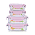 Fresh Keeping Microwave Oven Bpa Free PP Lid Glass Salad Bowl Lunch Box 4 Piece Sets Airtight Food Storage Containers