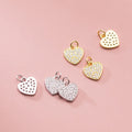 9.8mm Crystal Pave Diamond Heart Charm S925 Sterling Silver Full CZ Heart Charm for Jewelry Making
