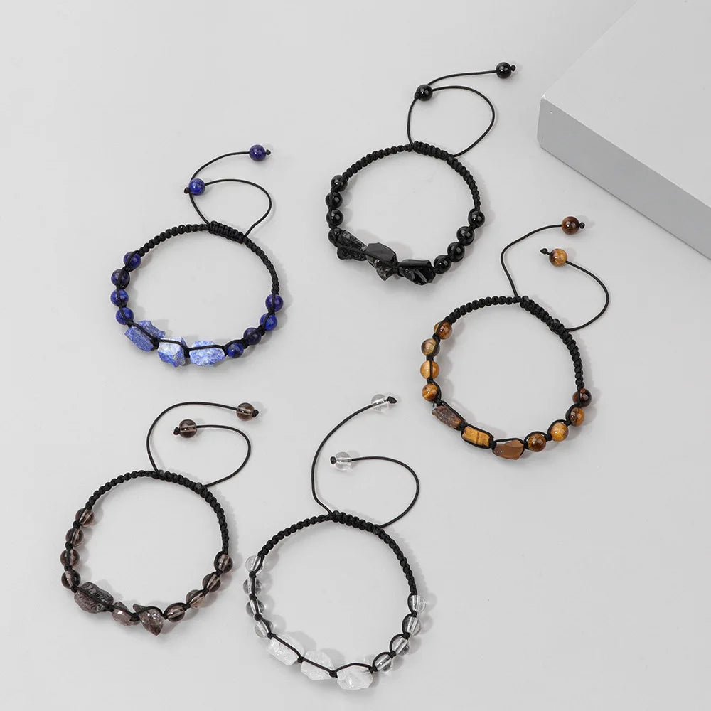 Ladies Men Anxiety Black Agate Stone Crystal Beads Brown tiger Eye Blue Lapis Design Everyday Bracelet for Women