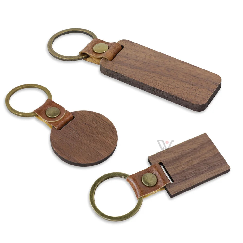 Hot Sale Fashion Wooden Key Ring Custom Car Keychain Leather Keychain