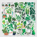 Vi-50pcs Green Plants Series Cartoon PVC Waterproof Stickers for Car Bicycle Water Bottle Cup Mobile Phone Laptop Stickers