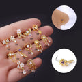 Wholesale 20G Stainless Steel Heart Nose Nail Colorful Micro Inlaid Cubic Zirconia CZ Flower Nose Ring Bohemian Piercing Jewelry