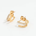 Non Tarnish & Waterproof  Minimalist 18k Gold Plated 2 Rows Dainty Stud Earring 18k Gold Plated Stainless Steel Jewelry