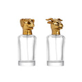 Hot Sale Cylinder Glass Perfume Bottle Animal Shape Cap 50ml/100ml Golden Cap Luxury Modern Clear Glass Perfume Spray Bottle