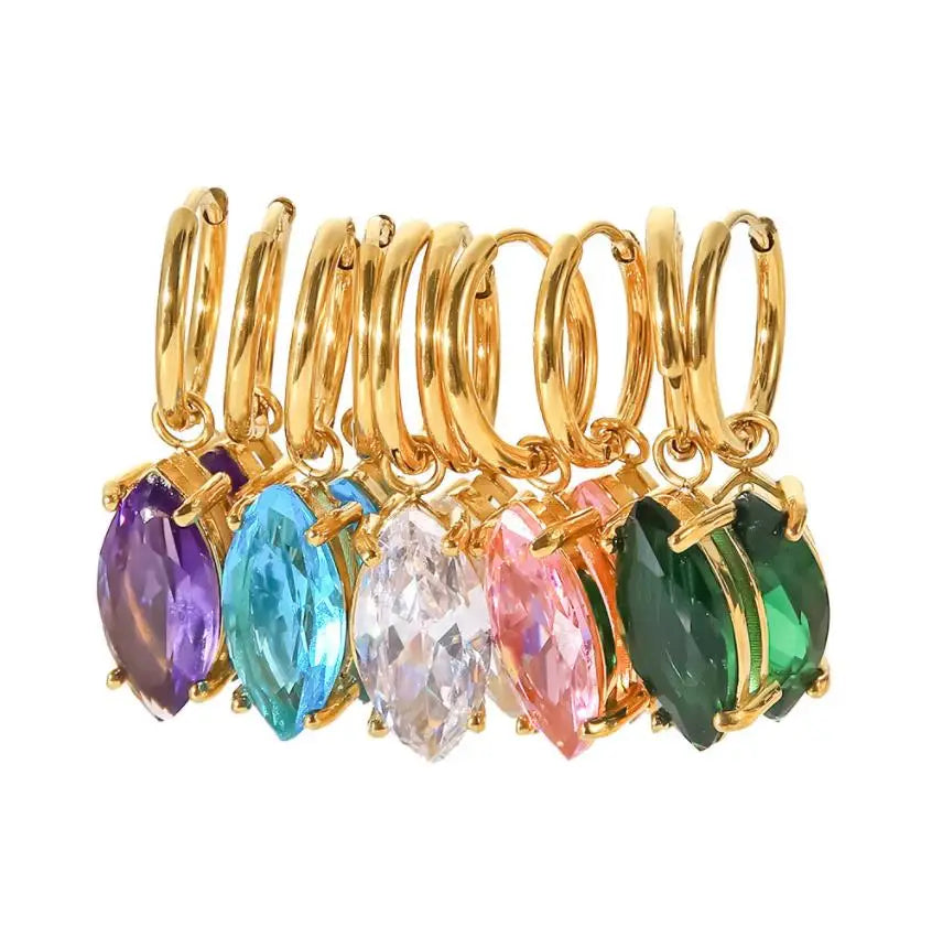 Shining Twisted Zircon Pearls Hoop Earring 18k Gold Plated Stainless Steel Jewelry Earings Women Fashion Jewelry With Zircon