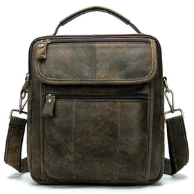 Wholesale 2024 Men's Casual Retro Shoulder Bag Genuine Leather Handbag with Polyester Genuine Leather Men's Handbag