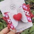 Cute Heart Love Hairgrips Glitter Hair Bow Dance Party Hair Accessories Girls Spring Valentine Hair Bows