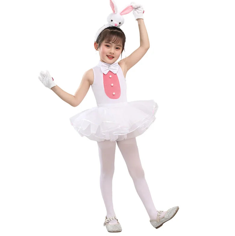 For Girls Party Funny Outfit Girls Easter Dress Princess Sleeveless Performance Dresses Kids Bunny Costume With Accessories