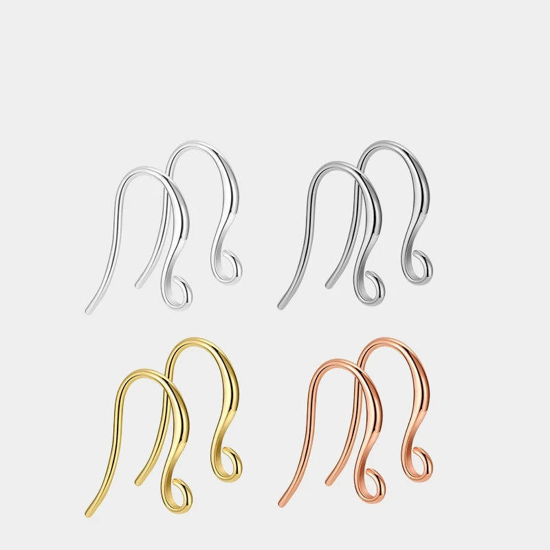 Fine Jewelry Accessories S925 Sterling Silver Fish Hook Diy 18K Gold Plated Silver Rose Earring Accessories