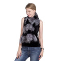 MWFur Fashion Natural Fluffy Fur Winer Scarf for Winter Street Natural Fox Fur Scarf Patchwork with Rex Rabbit Fur Stripped