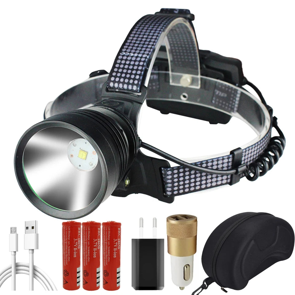 XHP100 9-Core Headlight Zoomable Rechargeable Cooling Fan 18650 Rechargeable Usb Led Head Torch Flashlight Headlights Headlamp