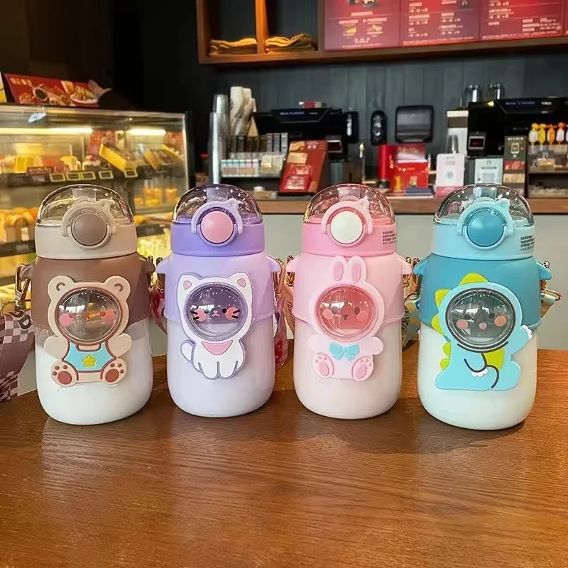 500ml Kids Water Bottle for School Boys Girl Bottle With Straw BPA Free Cute Cartoon Leakproof  Portable Travel Water Bottle