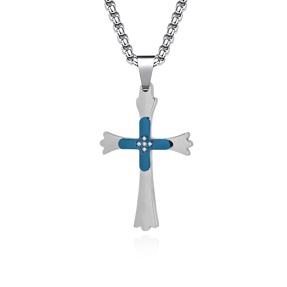 Alin Wholesale Simple Design Cross Pendant Two Tone IPB& IPS Stainless Steel 361l Necklaces Fine Jewelry for Men