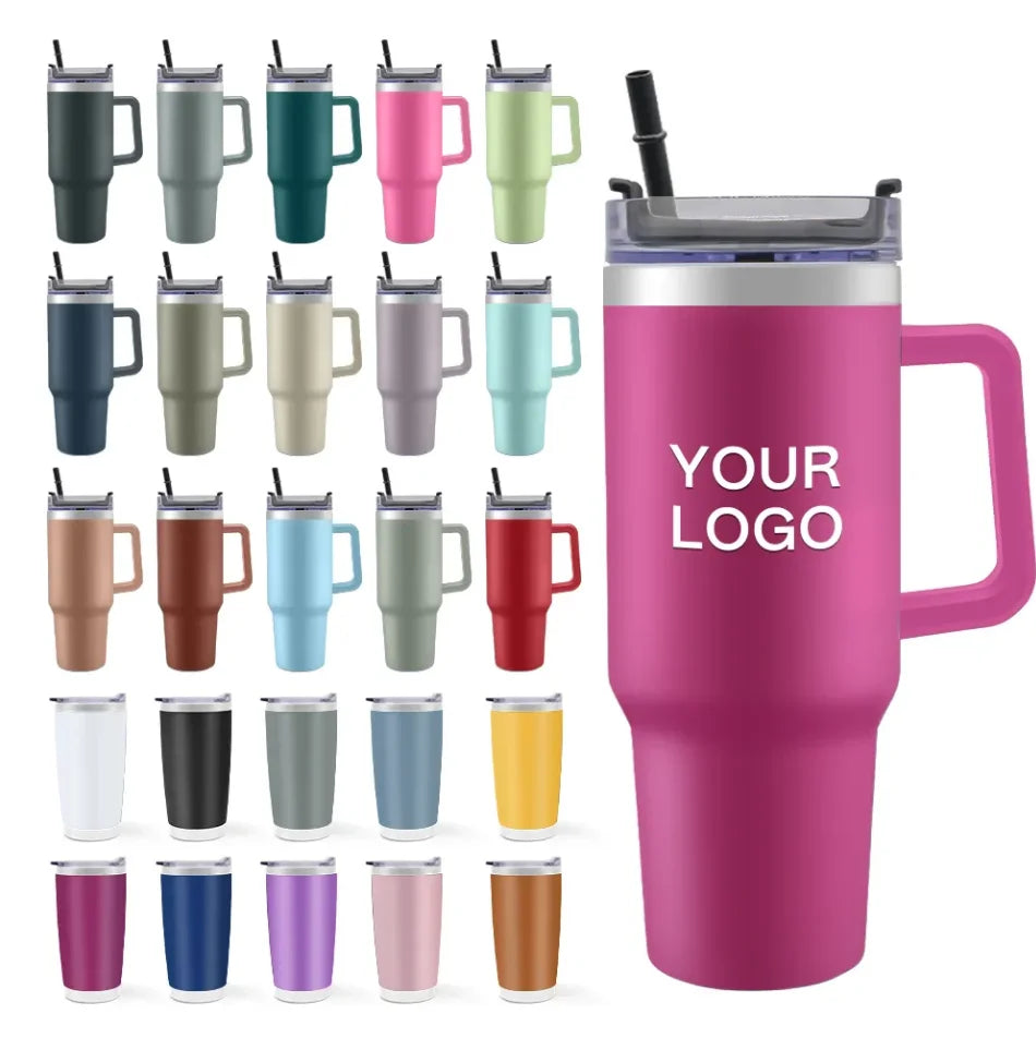 Stainless Steel Coffee Thermal Mug Custom logo 40oz Outdoor Tumbler with Handle Sublimation Tumblers Wholesale Bulk