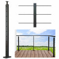 Condibe 1"x2" Black square Tube Stainless Steel Deck Mounting Wire Cable Railing