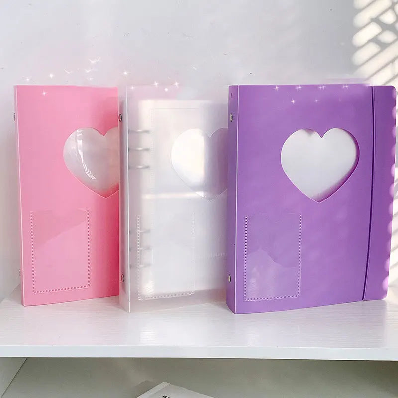 A5 6 Ring Binder Photos Kpop Photocard Holder Storage Book Heart Card Protector Sleeve Photo Album Cover Star Chasing Album
