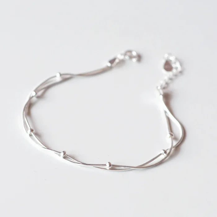 New Arrival Hot Sale Wholesale 925 Silver Double Layer Ball Charm Bracelet Women
