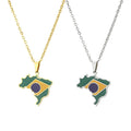 Hot Selling Stainless Steel Drop Oil Country Flag Brazil Map Necklace