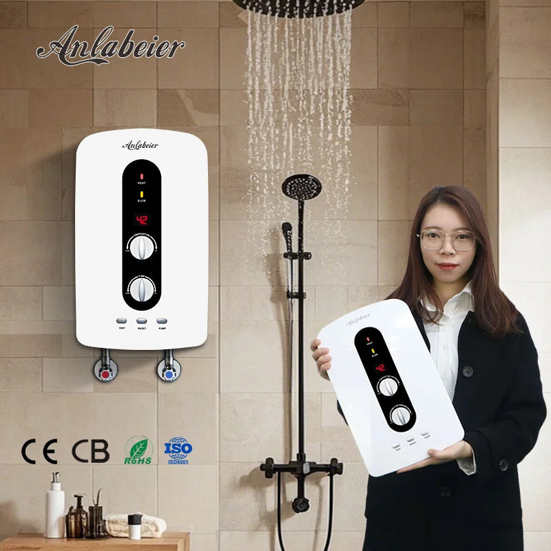 Red Copper Instantaneous Booster Pump 5500w Anlabeier Electric Water Heater for Shower With Air-break Switch