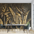 3D Golden Stripes & Plaid Modern Waterproof Moisture-Proof Wallpaper for Living Room