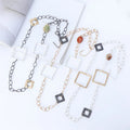 Vintage Square Alloy Long Chains Necklace for Women with Natural Stone Korean Fashion Pendants Trending Products
