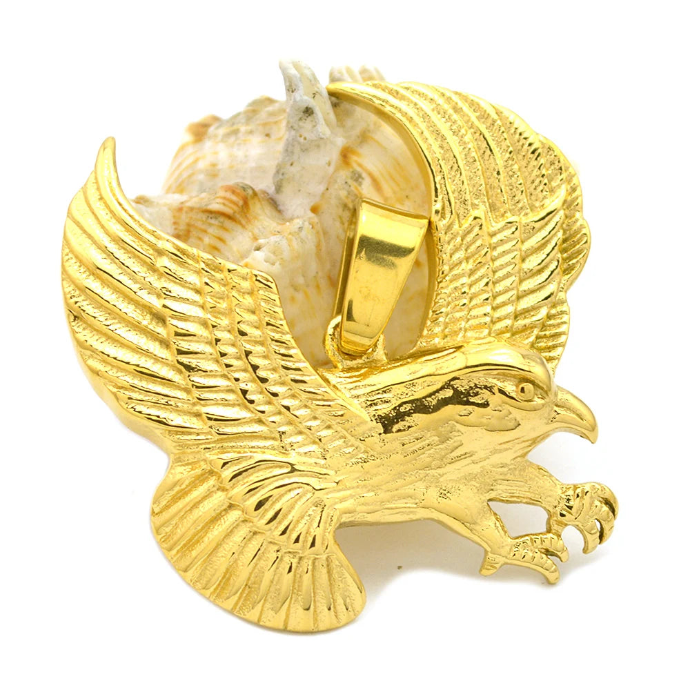 24k Gold Plating Stainless Steel Pendant Casting Eagle Biker Jewelry Fashion Jewelry Polish Glaring Unisex Pendants