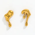 18K Gold Plated Irregular Lava Fluid Stud Earring for Women Stainless Steel Fashion Jewelry