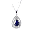 925 Sterling Silver Blue Sapphire Gemstone Jewelry  Natural Water Drop Blue Sapphire Elegant Pendant for Women