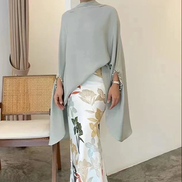 Wholesale 2026 Summer Fashion Casual Loose High End Design Sense Fashion Asymmetric Printed Skirt Women's Set