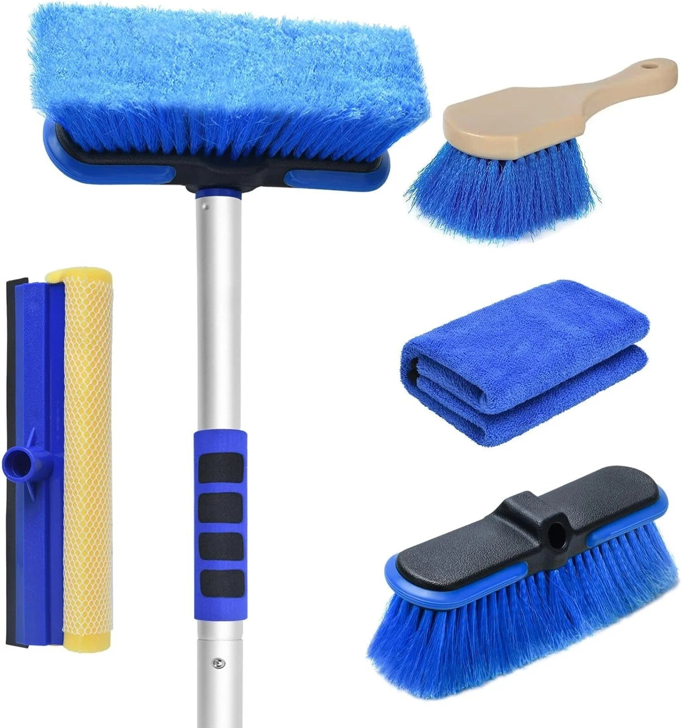 62''  Sturdy Car Wash Brush Telescopic With Scratch-Free Soft Bristles  and Extension Pole  for Car Truck RV