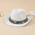 2026 Wholesale Men's Jazz Hats Summer Western Straw Hats Hollow Out Western Cowboy Hats with Turquoise Beaded Belt