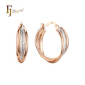FJ Fallon Fashion Jewelry Geometric Hoop Earrings Plated in 585 Rose Gold Two Tone Brass Based