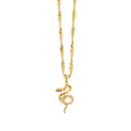Punk Stainless Steel Dainty CZ Zircon Snake Pendant Link Chain Necklace for Women-Party Anniversary Gift