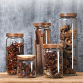 Borosilicate Glass Kitchen Container/Canisters with Acacia Wood Air-tight Lid Glass Food Storage Jars for Kitchen