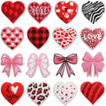 Custom Embroidery Valentine Patches New Design Iron on Embroidered Red Checkered Heart Bow Patch for Hat Hoodies Decoration