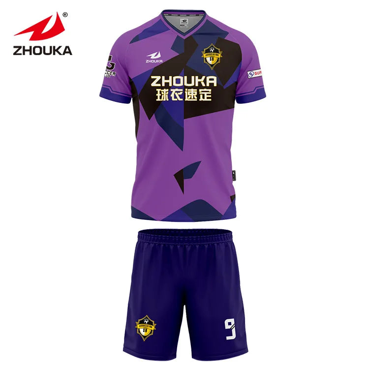 Purple Color Football Soccer Jersey Mens Soccer Jerseys Kits