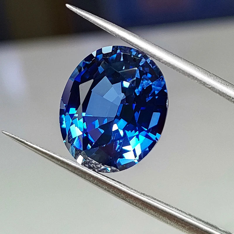 Artificial Sapphire Thailand Cut Cornflower Blue Oval Shape Corundum clear Gem Stone for Jewelry Making clear One
