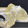 S483 24 Rows Gold Color Sparkly Crystal Mesh Trim Bling  Rhinestone Metal  Mesh Trimming for Bags Shoes Cloth