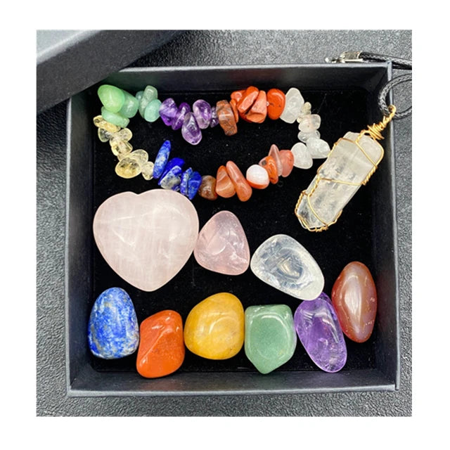 Natural quartz rose crystals healing stones 7 chakra tumbled stone set for Home Decoration