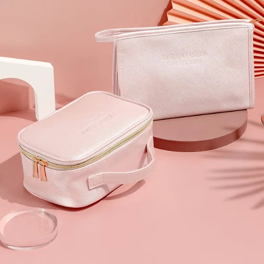 New PU Makeup Bag Custom LOGO Leather Hand Square Three Piece Set Cosmetic Bag for Women