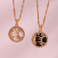 Dreamshow Sun Moon Star Shell Zircon Necklace PVD Gold Plated Stainless Steel Necklace Jewelry Set for Woman