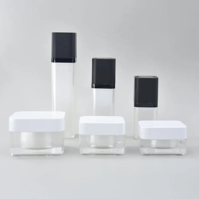 Private Label Luxury Pink 15ml-120ml Plastic Lotion Bottles and 30g-50g Cream Jars Skincare Container Set Recyclable